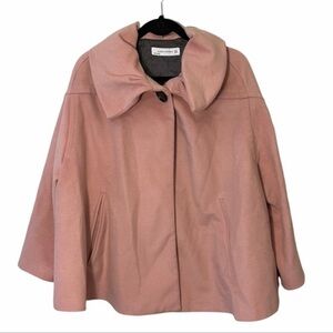 Zara Woman pink swing coat one button wool blend size small